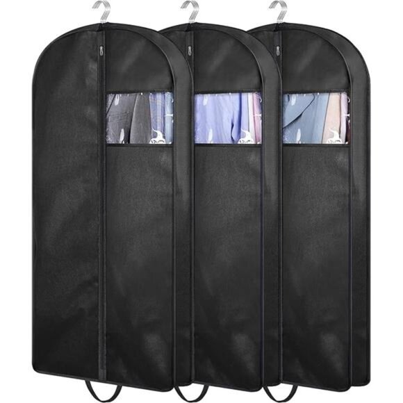 Suit Garment Bags 3 Pack Hanging Closet Travel Coat Jacket Shirt Storage Covers - Picture 7 of 7